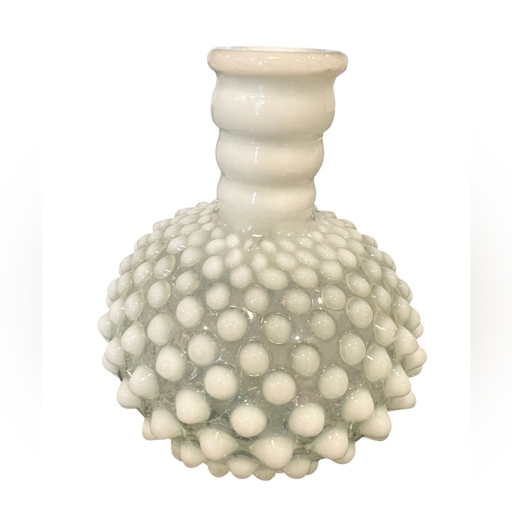 Fenton White Hobnail Glass Vase